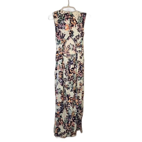BCBGMaxAzria Light Blue Taren Chiffon Fairy Floral Cutout Maxi Dress, Size XS - Picture 5 of 8